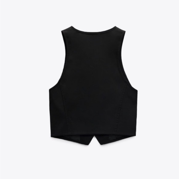 Zara Black Cropped Button Down Vest Size XL - Picture 3 of 11